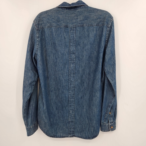 7 For All Mankind Mens Button Front Senim Shirt Size Medium NWT Pocket - Picture 8 of 8